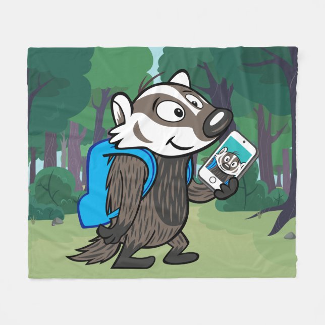 Ricky Racoon | Boomer Badger Selfie Fleece Blanket (Front (Horizontal))
