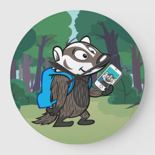 Ricky Racoon Boomer Badger Selfie Large Clock
