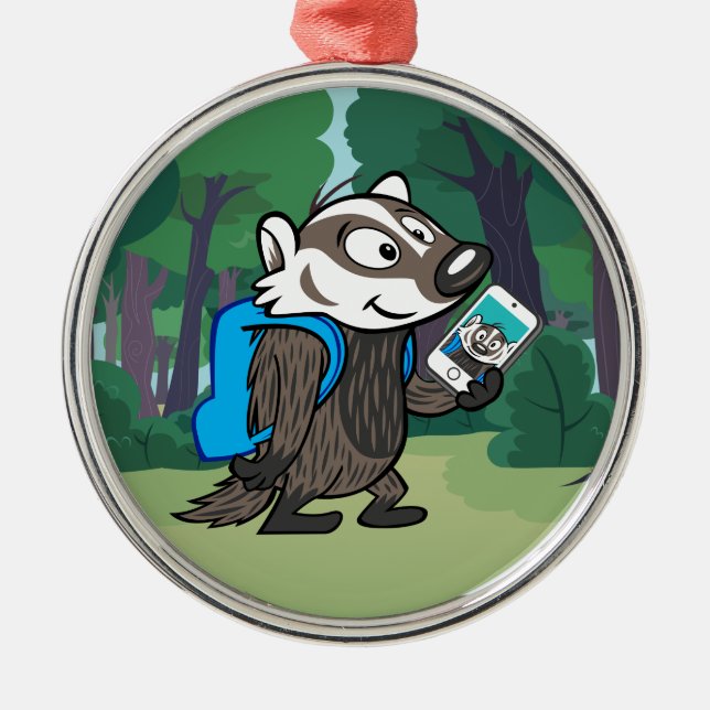 Ricky Racoon | Boomer Badger Selfie Metal Tree Decoration (Front)