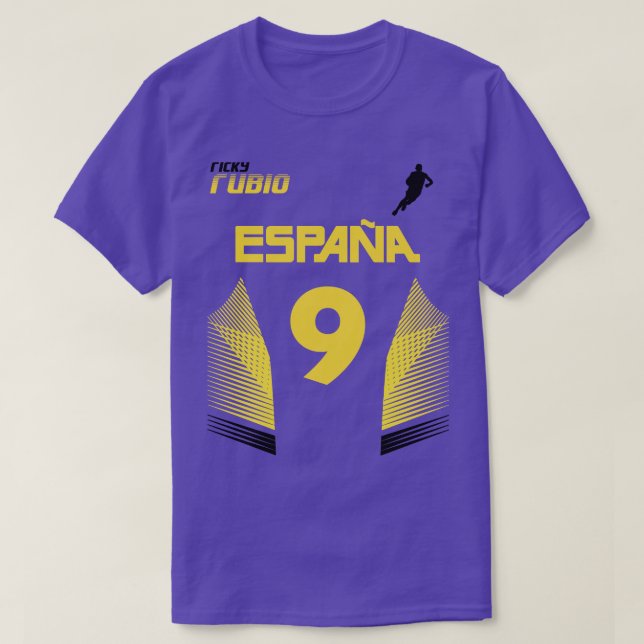 Ricky Rubio Retro Spain Euro National Basketball F T-Shirt (Design Front)