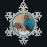 Ricky Trio Photo Template Snowflake Pewter Christmas Ornament<br><div class="desc">Ricky grandma and joaquin Photo Template</div>