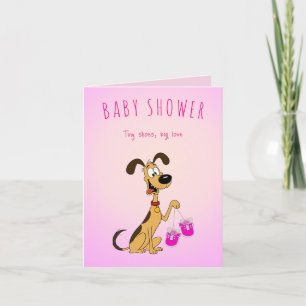 Rico the Dog holding Cute Rose Baby Shoes Invitation