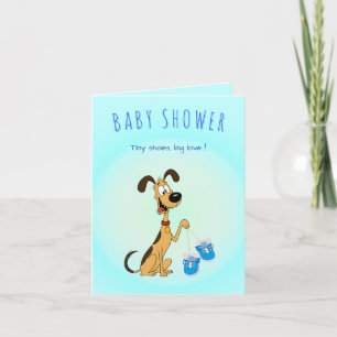 Rico the Dog holding Cute Rose Baby Shoes Invitation