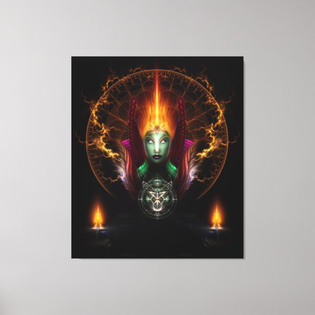 Riddian Queen Of Fire Fractal Art Composition Canvas Print (Front)