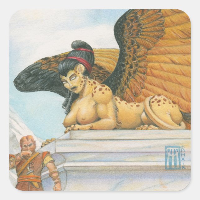 Riddle Sphinx Square Sticker (Front)