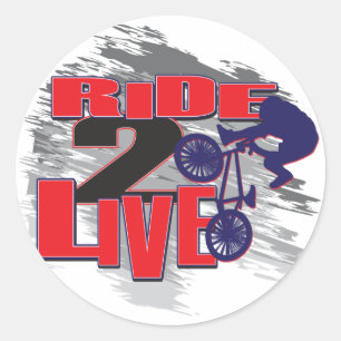 Ride 2 Live Live 2 Ride BMX rider Classic Round Sticker