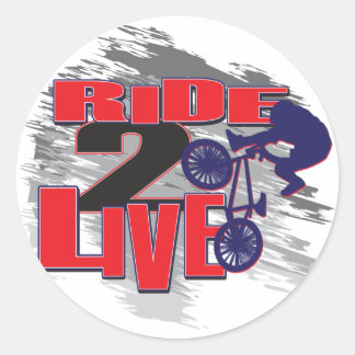 Ride 2 Live Live 2 Ride BMX rider Classic Round Sticker