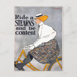 Ride a STEARNS & be content Vintage Bicycle Poster Postcard