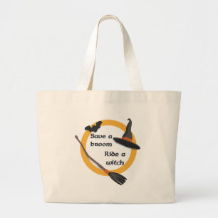 Ride a Witch totebag Large Tote Bag