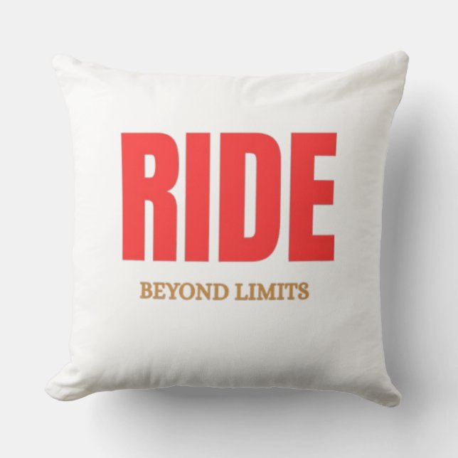 Ride Beyond Limits – Motivational Biker Typography Cushion (Front)