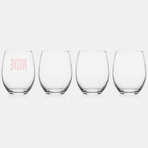Ride Beyond Limits – Motivational Biker Typography Stemless Wine Glass