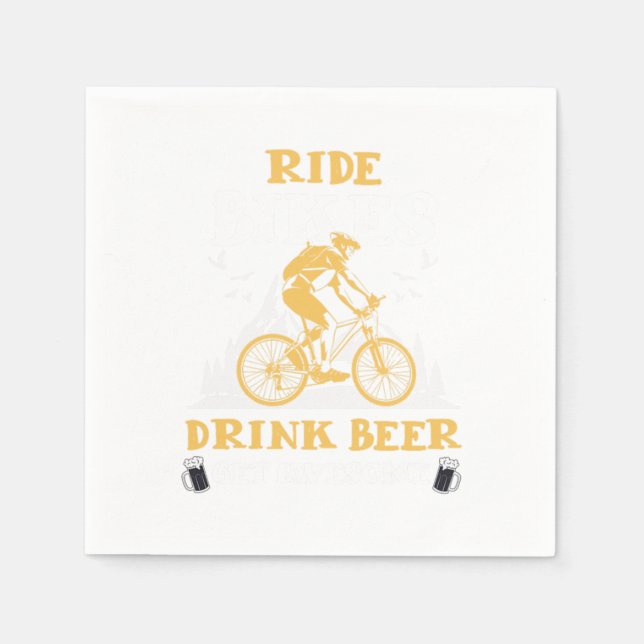 Ride Bikes Drink Beer Bicycle Mountain Bike Gift Napkin (Front)