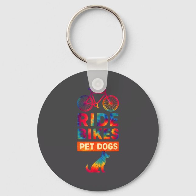 Ride Bikes Pet Dogs Bicycle Cycling Biking Dog Lov Key Ring (Front)