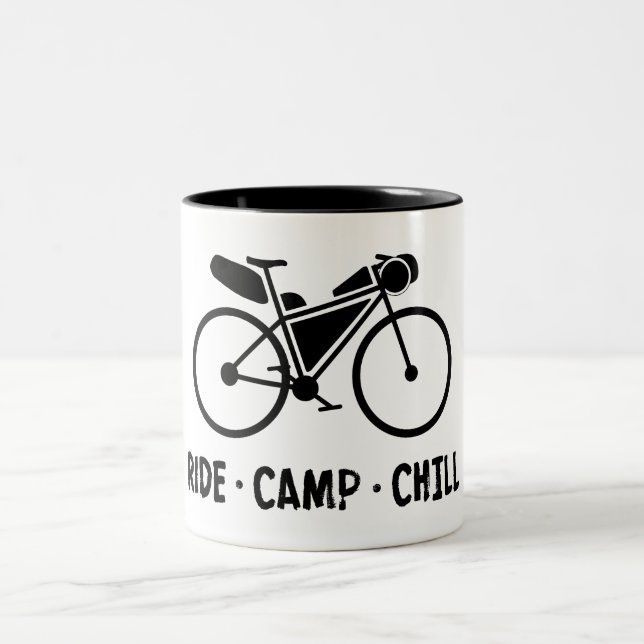 Ride Camp Chill Bikepacking Two-Tone Coffee Mug (Center)