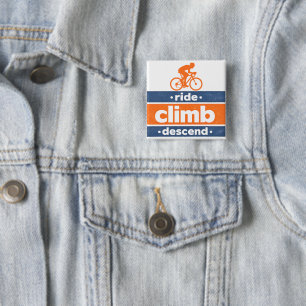 Ride Climb Descend Cycling Quote Vintage 15 Cm Square Badge
