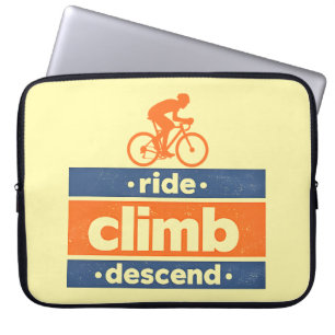 Ride Climb Descend Cycling Quote Vintage Laptop Sleeve