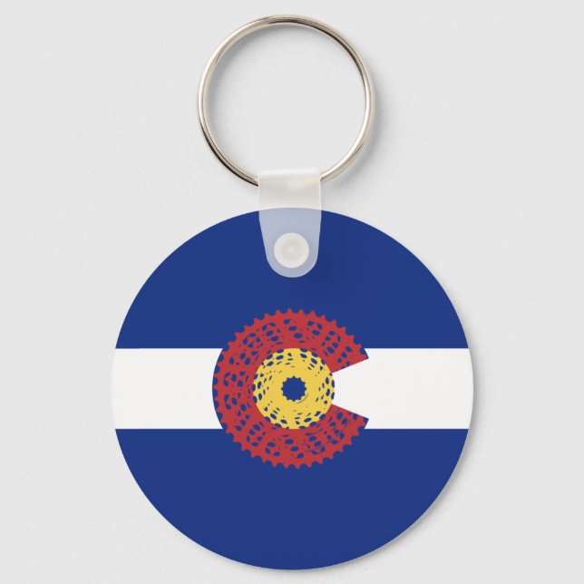 Ride Colorado (Bicycle Cassette) Key Ring (Front)