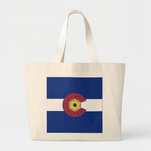 Ride Colorado (Bicycle Cassette) Large Tote Bag