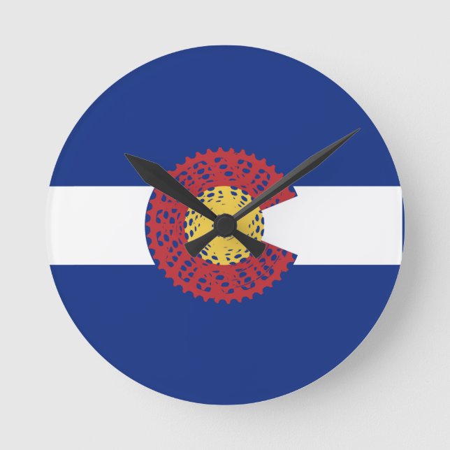 Ride Colorado (Bicycle Cassette) Round Clock (Front)
