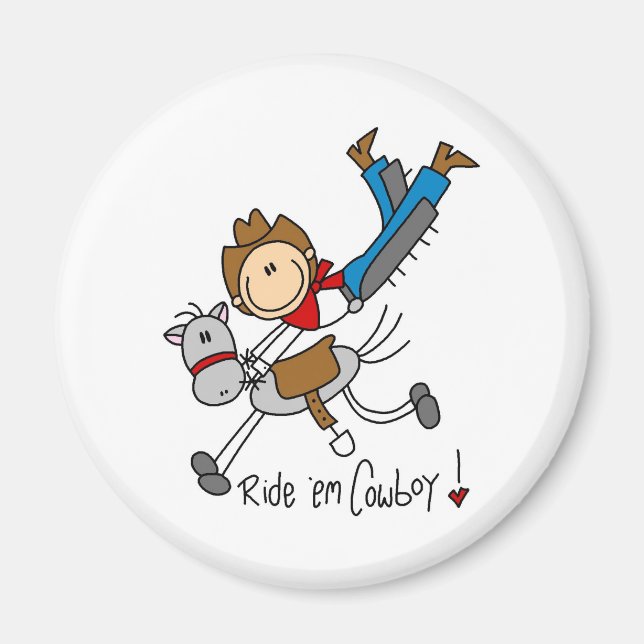 Ride 'Em Cowboy Stick Figure Magnet (Front)