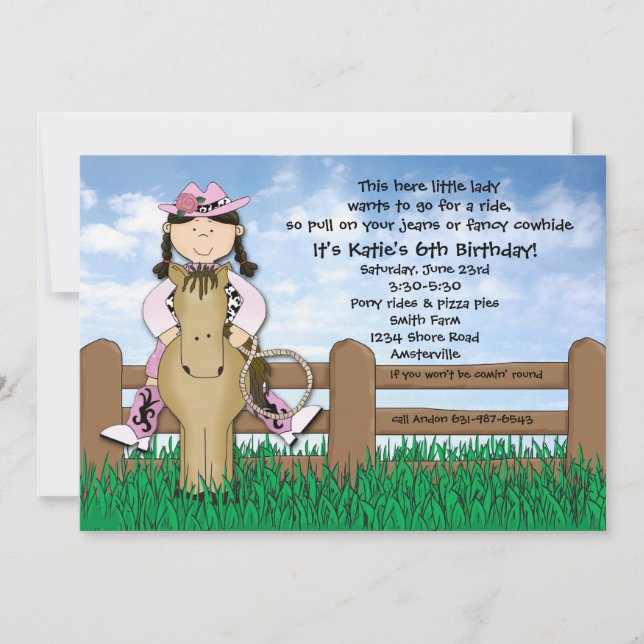 Ride 'em Cowgirl Braided Invitation (Front)