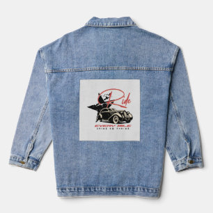 Ride Every Mile – Vintage Car Drive Quote Denim Jacket