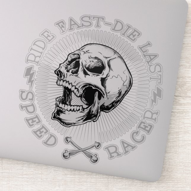 Ride Fast Die Last Skull Speed Racer Bones (Detail)