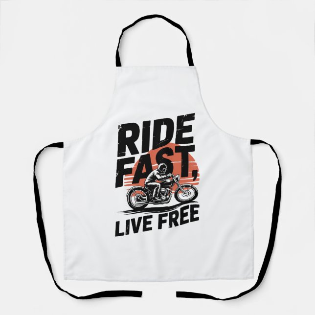 Ride Fast Live Free Bicyclist T-shirt Apron (Front)