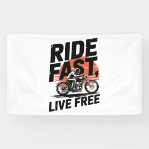 Ride Fast Live Free Bicyclist T-shirt Banner