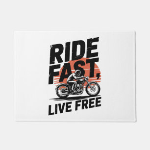 Ride Fast Live Free Bicyclist T-shirt Doormat