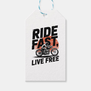 Ride Fast Live Free Bicyclist T-shirt Gift Tags