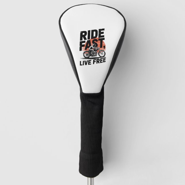 Ride Fast Live Free Bicyclist T-shirt Golf Head Cover (Front)