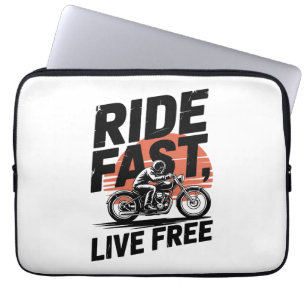 Ride Fast Live Free Bicyclist T-shirt Laptop Sleeve