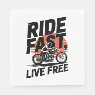Ride Fast Live Free Bicyclist T-shirt Napkin