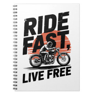 Ride Fast Live Free Bicyclist T-shirt Notebook