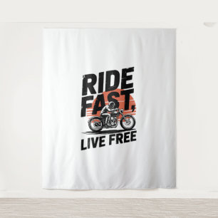 Ride Fast Live Free Bicyclist T-shirt Tapestry