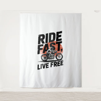 Ride Fast Live Free Bicyclist T-shirt Tapestry