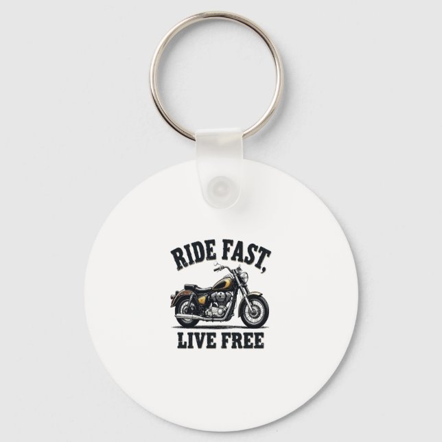 Ride Fast, Live Free Motorcycle Key Ring (Front)