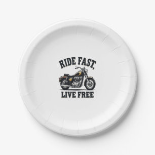 Ride Fast, Live Free Motorcycle Paper Plate