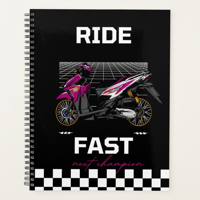 Ride Fast Notebook – Racing Aesthetic Journal Planner (Front)