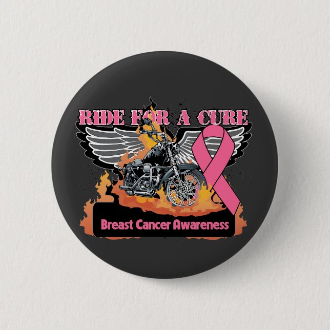 Ride For a Cure - Breast Cancer 6 Cm Round Badge (Front)