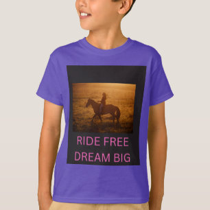 Ride Free Dream Big Horse Rider Sunset Kids T-Shir T-Shirt