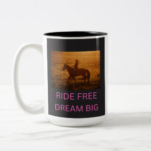 Ride Free Dream Big Horse Rider Sunset Mug