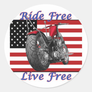 Ride Free Live Free Classic Round Sticker