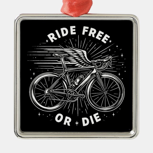 Ride Free Or Die Cycling Metal Tree Decoration (Front)