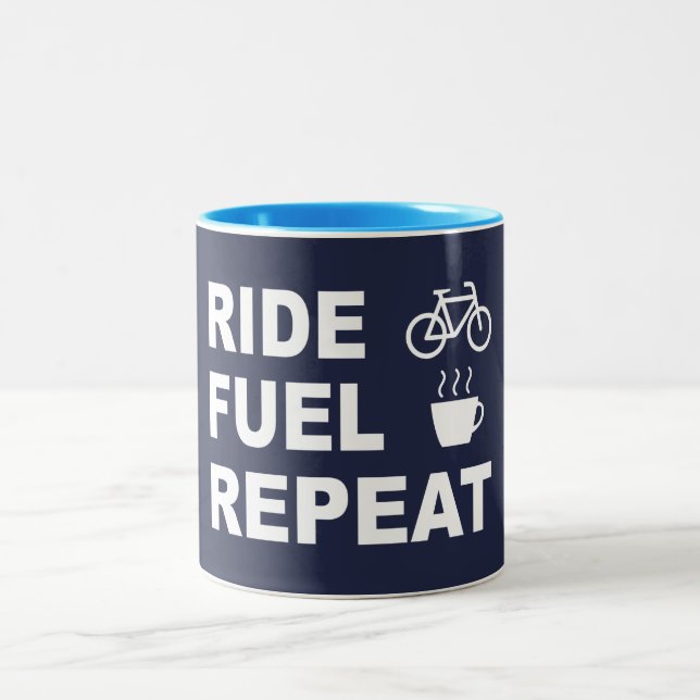 Ride Fuel Repeat Two-Tone Coffee Mug (Center)