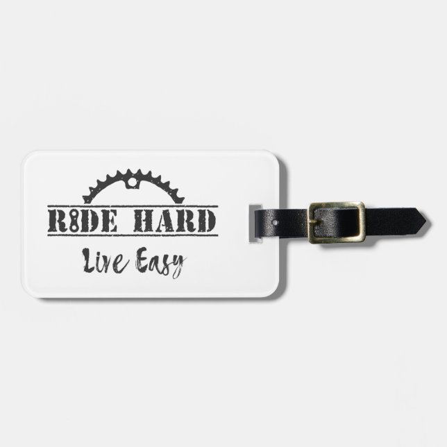 Ride Hard Live Easy Cycling Luggage Tag (Front Horizontal)