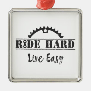 Ride Hard Live Easy Cycling Metal Tree Decoration