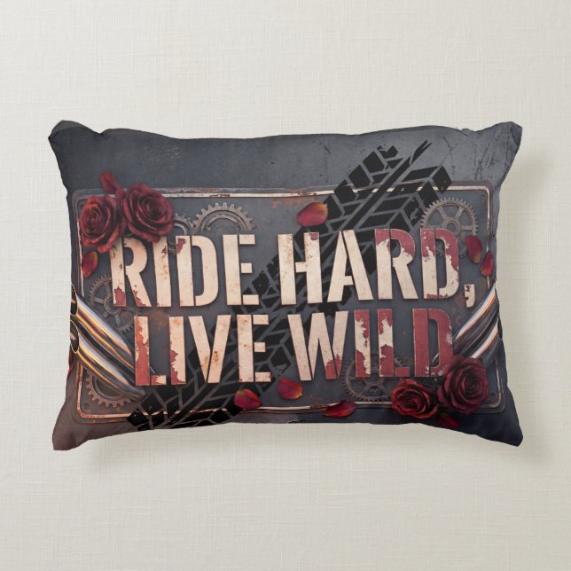 ride hard live wild decorative cushion (Front)