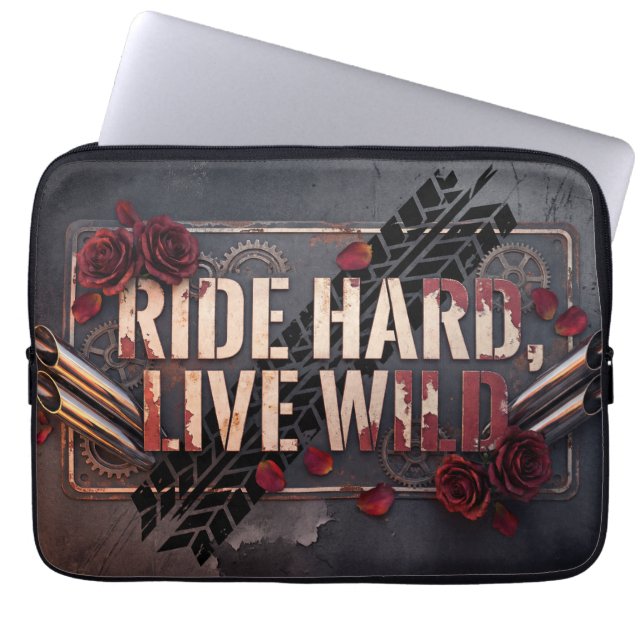 ride hard live wild laptop sleeve (Front)